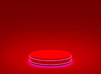 红与黑的几何诗篇 霓虹讲台上的三维圣诞展示