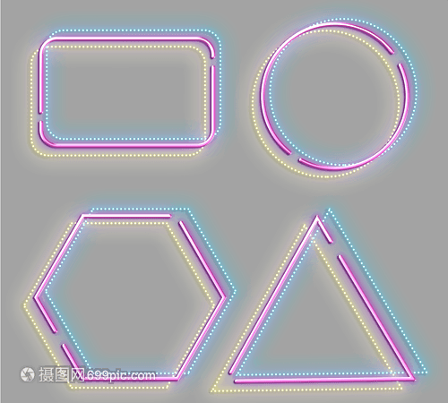 霓虹边框 几何层次下的光影艺术